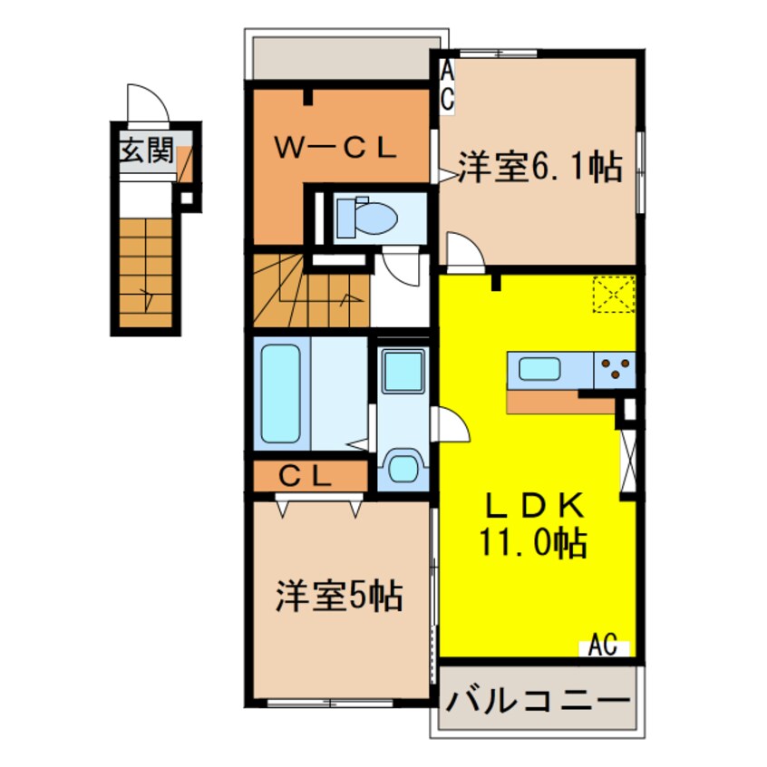 間取図 ポルズブロッコ　ヴェントット　D