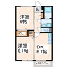 パークハイム大丸Ａ・Ｂ・Ｃ・Ｄ 2DKの間取り