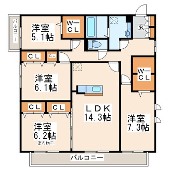 間取図 産交バス（熊本市）/御領 徒歩4分 2階 築11年