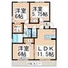 サンハイム須屋 3LDKの間取り