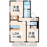 パレスグローリーK＆K 1LDKの間取り