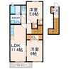 ムーンヴェルジュＢ・Ｃ・Ｄ 2LDKの間取り
