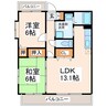 ＩＫＭ菊陽 2LDKの間取り