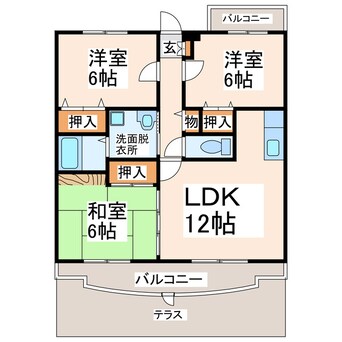 間取図 クラルテ古閑Ａ・Ｂ