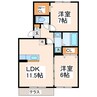 エスターブレ 2LDKの間取り