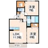 エスターブレ 2LDKの間取り