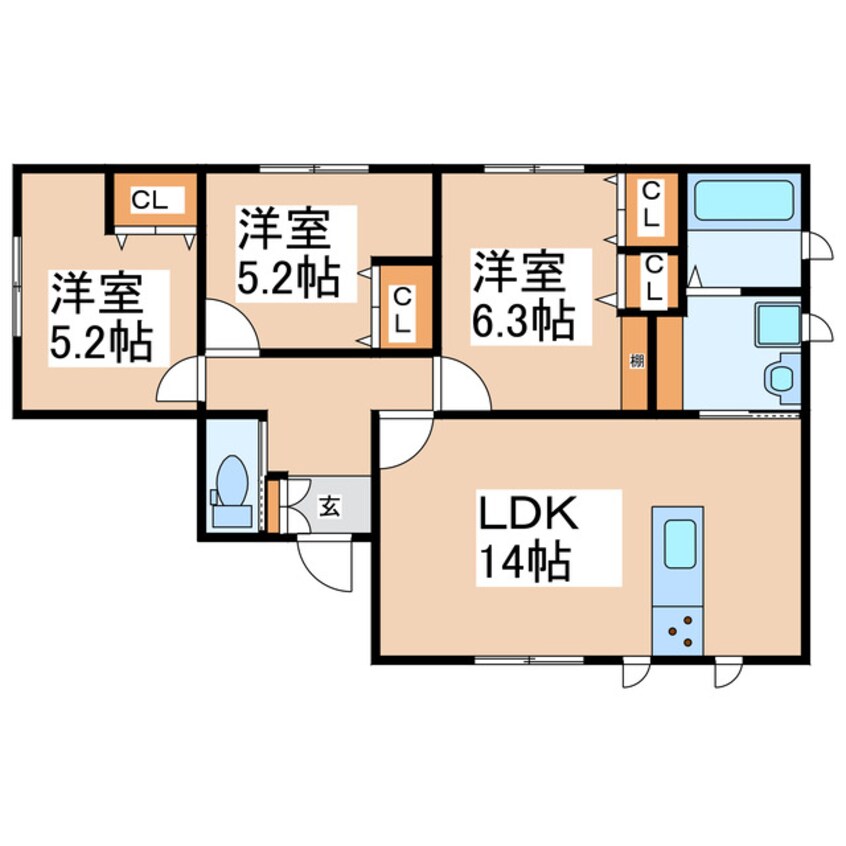 間取図 熊本都市バス（熊本市）/長嶺四ツ角 徒歩8分 1-1階 1年未満