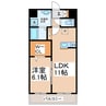 SQUARE菊陽 1LDKの間取り