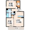 ラフィーネ青葉台 2LDKの間取り