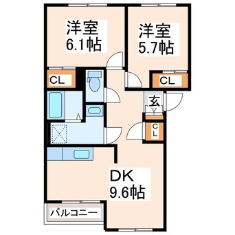 間取図 熊本電鉄バス（菊池郡）/南ヶ丘 徒歩5分 1階 築21年