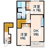 フローラル高畑 2DKの間取り