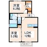 グランドソレイユ光の森A・B・C 2LDKの間取り