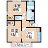 プレミール乙姫 2DKの間取り