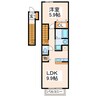 アヴニールⅠ、Ⅱ、Ⅲ（菊陽町花立） 1LDKの間取り