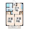 スカイハイツ菊陽 2DKの間取り