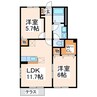 Mezon Yoshino 2LDKの間取り