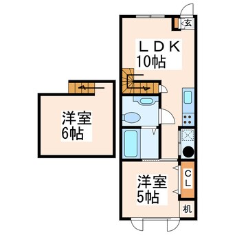 間取図 産交バス（菊池郡）/翔陽高校前 徒歩6分 2階 築22年