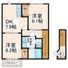 メゾンクレスト 2DKの間取り