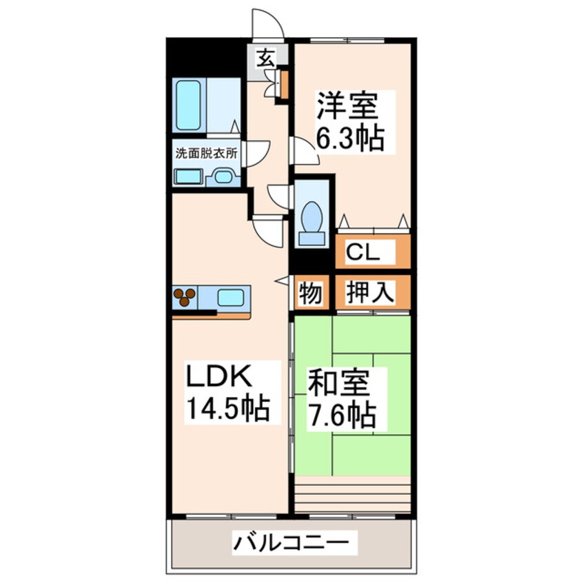 間取図 熊本電鉄バス/南ヶ丘 徒歩2分 4階 築17年