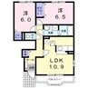 ラ・フォレスタＲＹＵ Ｅ・F 2LDKの間取り