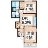 ティアナ桜山 2DKの間取り