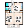 村ノ上ハイツⅠ・Ⅱ 2DKの間取り