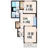 ロイヤルシャトー（菊池市隈府） 2DKの間取り