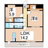 リディエンス光の森東 2LDKの間取り