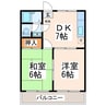 ハイデンス磯部Ⅱ 2DKの間取り