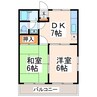 ハイデンス磯部Ⅱ 2DKの間取り