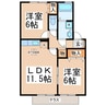 パティオ山ノ下 2LDKの間取り