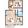 グリーンコート 2LDKの間取り