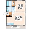 オアシスコート 1LDKの間取り