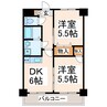 クイーンズビュー 2DKの間取り