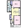 サンリット大津 2DKの間取り