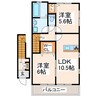 メルシーハイツA 2LDKの間取り
