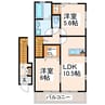 メルシーハイツA 2LDKの間取り