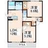 ガーデンパーク　もくれん 2LDKの間取り