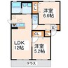 ガーデンパーク　もくれん 2LDKの間取り