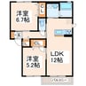 ガーデンパーク　もくれん 2LDKの間取り