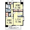 アンクレージュ菊陽 2LDKの間取り
