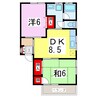 サンルーム幾久富 2DKの間取り