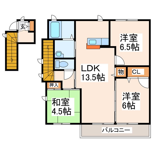 間取り図 産交バス（熊本市周辺）/武蔵陸橋 徒歩5分 2階 築22年