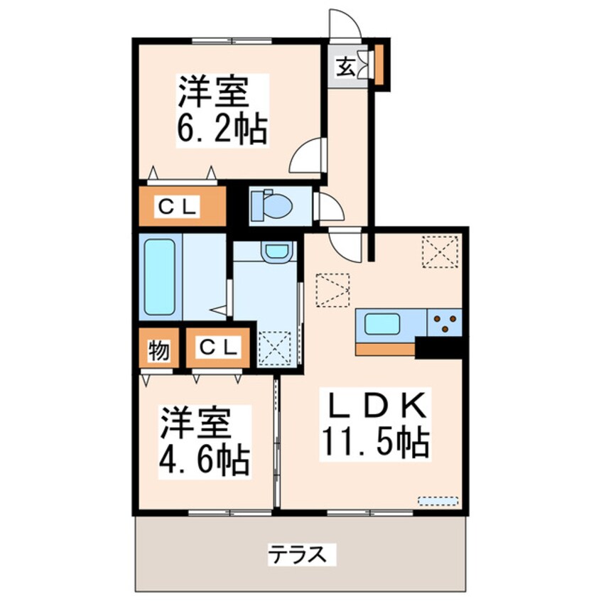 間取図 熊本電鉄バス（菊池市）/富の原 徒歩8分 1階 築6年