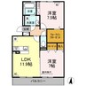 パティオ大津 2LDKの間取り