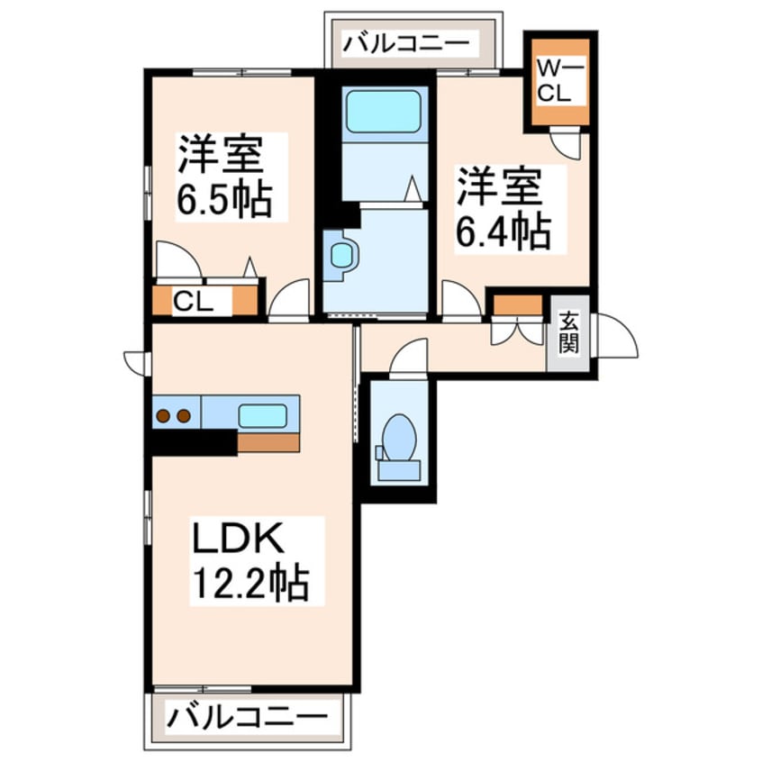 間取図 産交バス（熊本市）/中山（戸島） 徒歩1分 2階 築10年