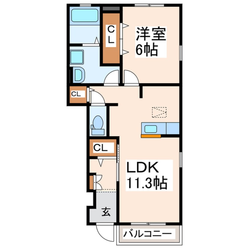 間取図 豊肥本線<阿蘇高原線>/竜田口駅 徒歩17分 1階 築18年