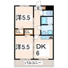 クイーンズシャトレー 2DKの間取り