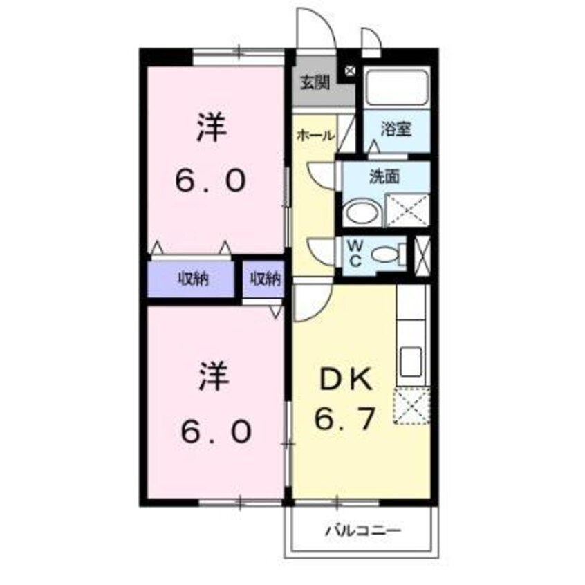 間取図 産交バス（山鹿市）/山鹿産交 徒歩5分 2階 築23年