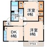 キャッスルコンフォート 2DKの間取り